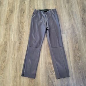 Hilton Hollis Pants Womens 6 Small Satin Raw Hem Ankle Zip Metallic Classic